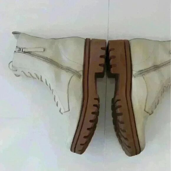 Dolce Vita "Prym" Ivory Leather Lace-Up Combat Boots – Size 9.5 - Picture 7 of 7